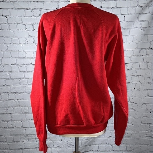 Red Hug Me In Texas 80s Christmas Teddy Bear Vintage Sweatshirt 1987 size XL - Picture 2 of 16